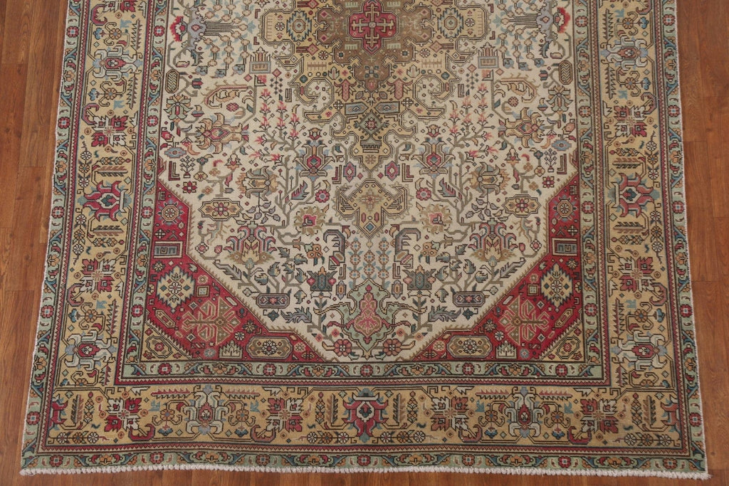 Ivory Wool Tabriz Persian Area Rug 6x9