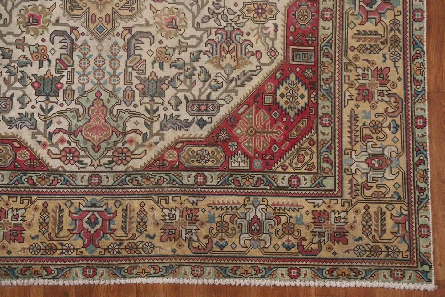 Ivory Wool Tabriz Persian Area Rug 6x9