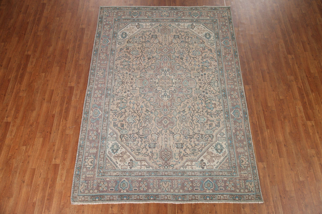 Distressed Tabriz Persian Area Rug 7x9