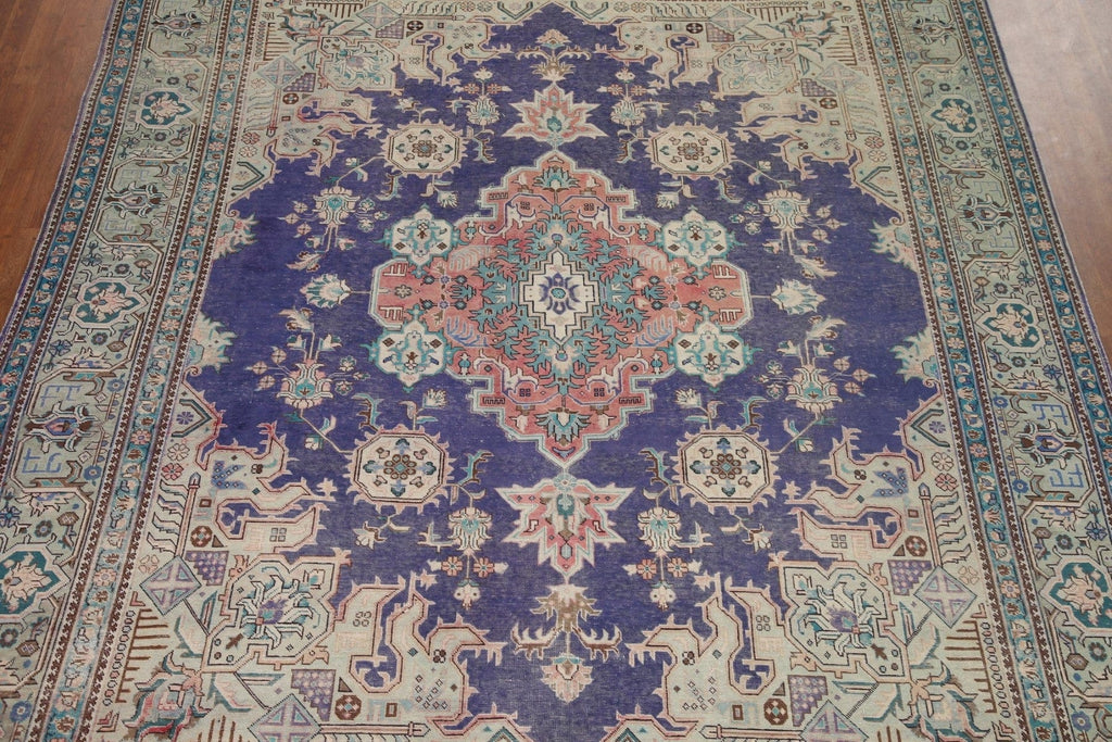 Vintage Blue Tabriz Persian Area Rug 10x13