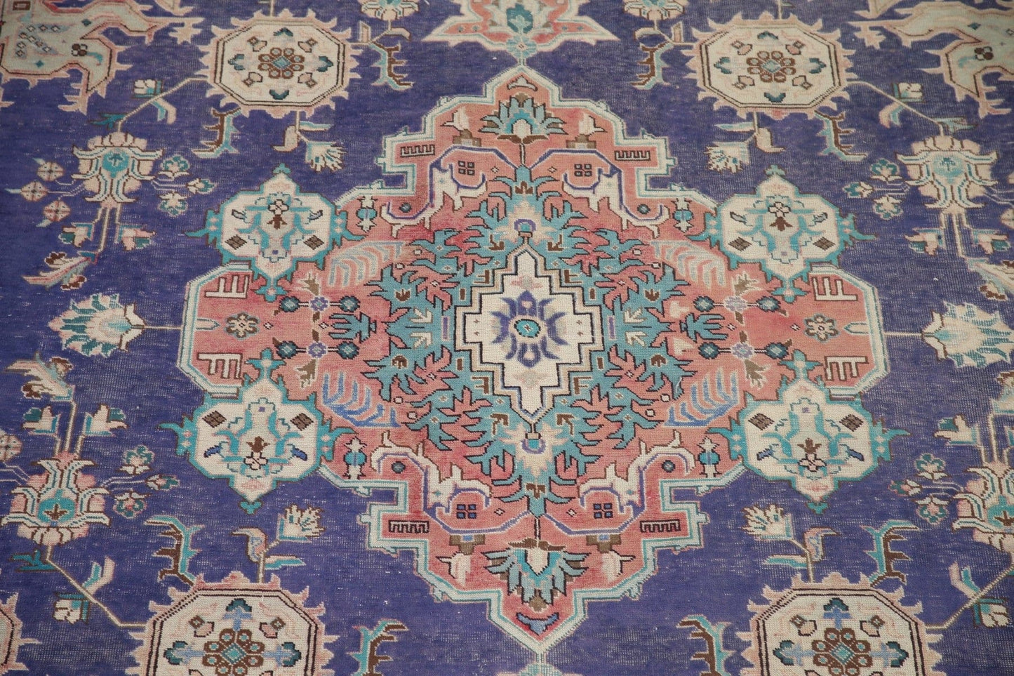 Vintage Blue Tabriz Persian Area Rug 10x13