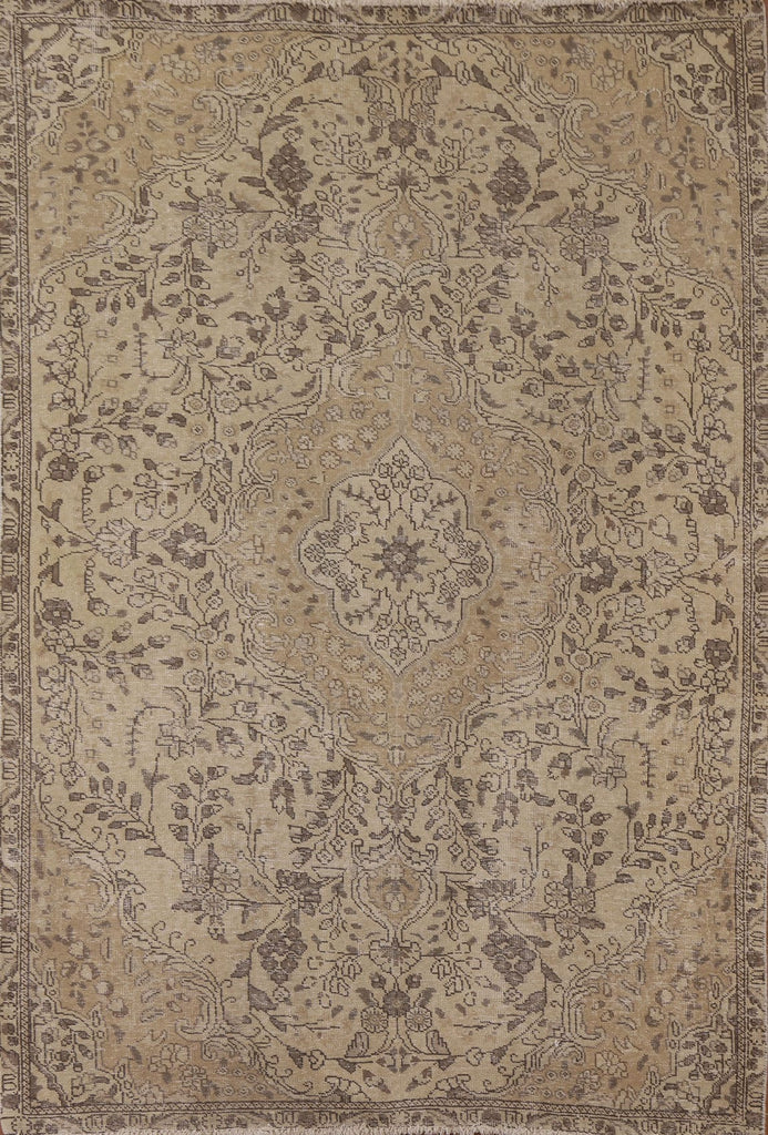 Distressed Wool Tabriz Persian Area Rug 6x8