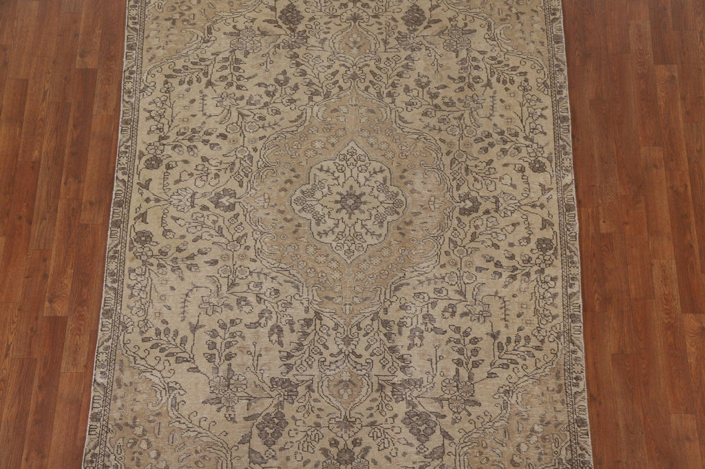 Distressed Wool Tabriz Persian Area Rug 6x8