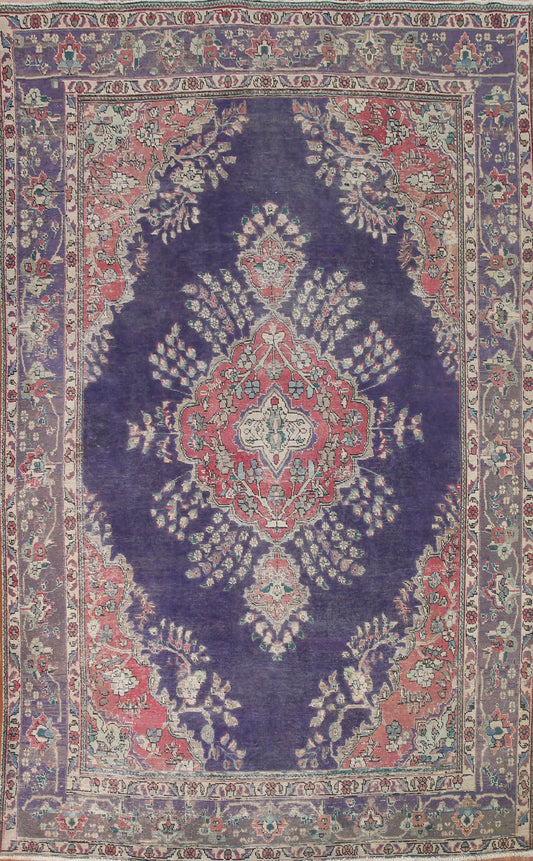 Navy Blue Tabriz Persian Area Rug 8x11