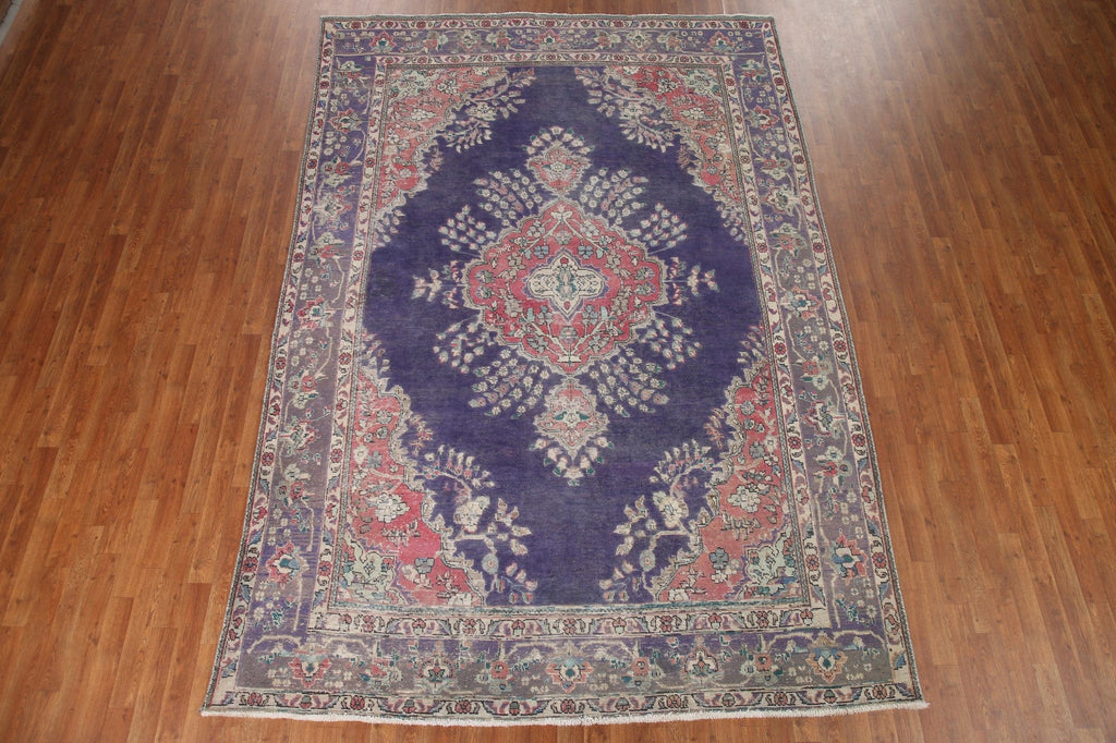 Navy Blue Tabriz Persian Area Rug 8x11