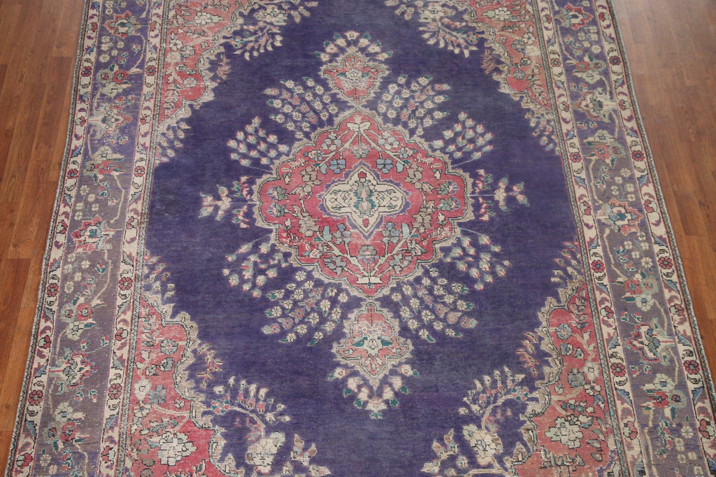 Navy Blue Tabriz Persian Area Rug 8x11