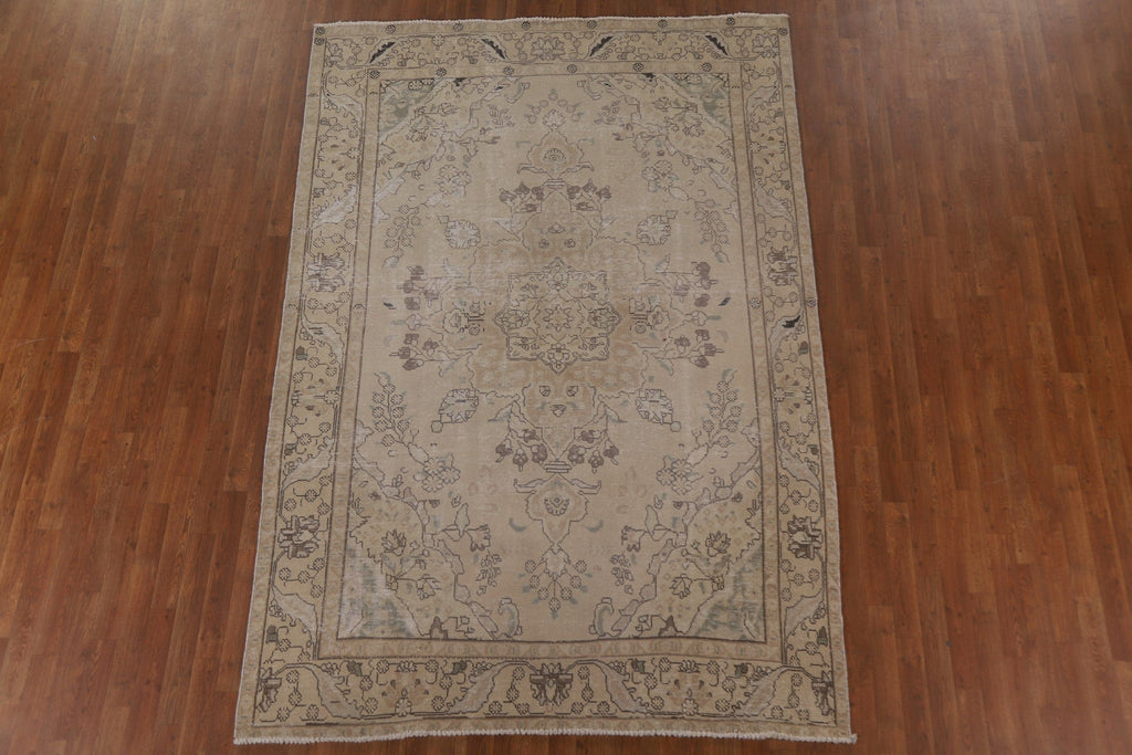 Distressed Tabriz Persian Area Rug 6x9