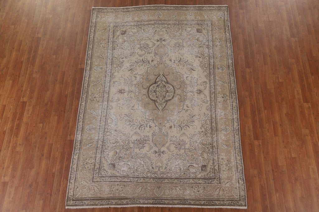 Distressed Tabriz Persian Area Rug 7x9