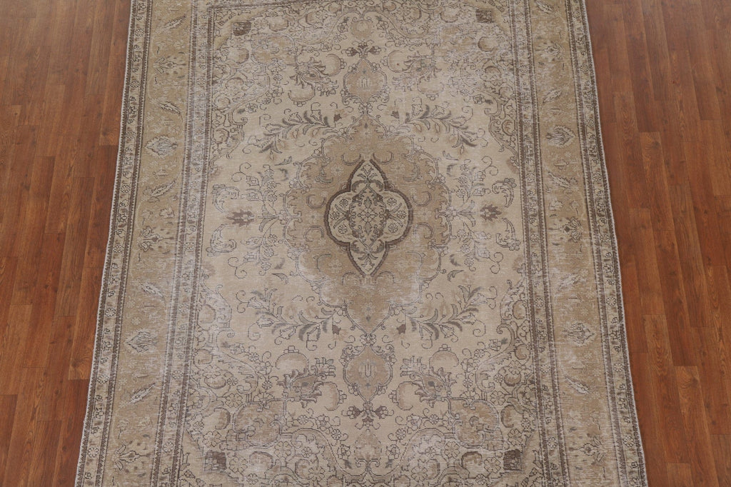 Distressed Tabriz Persian Area Rug 7x9