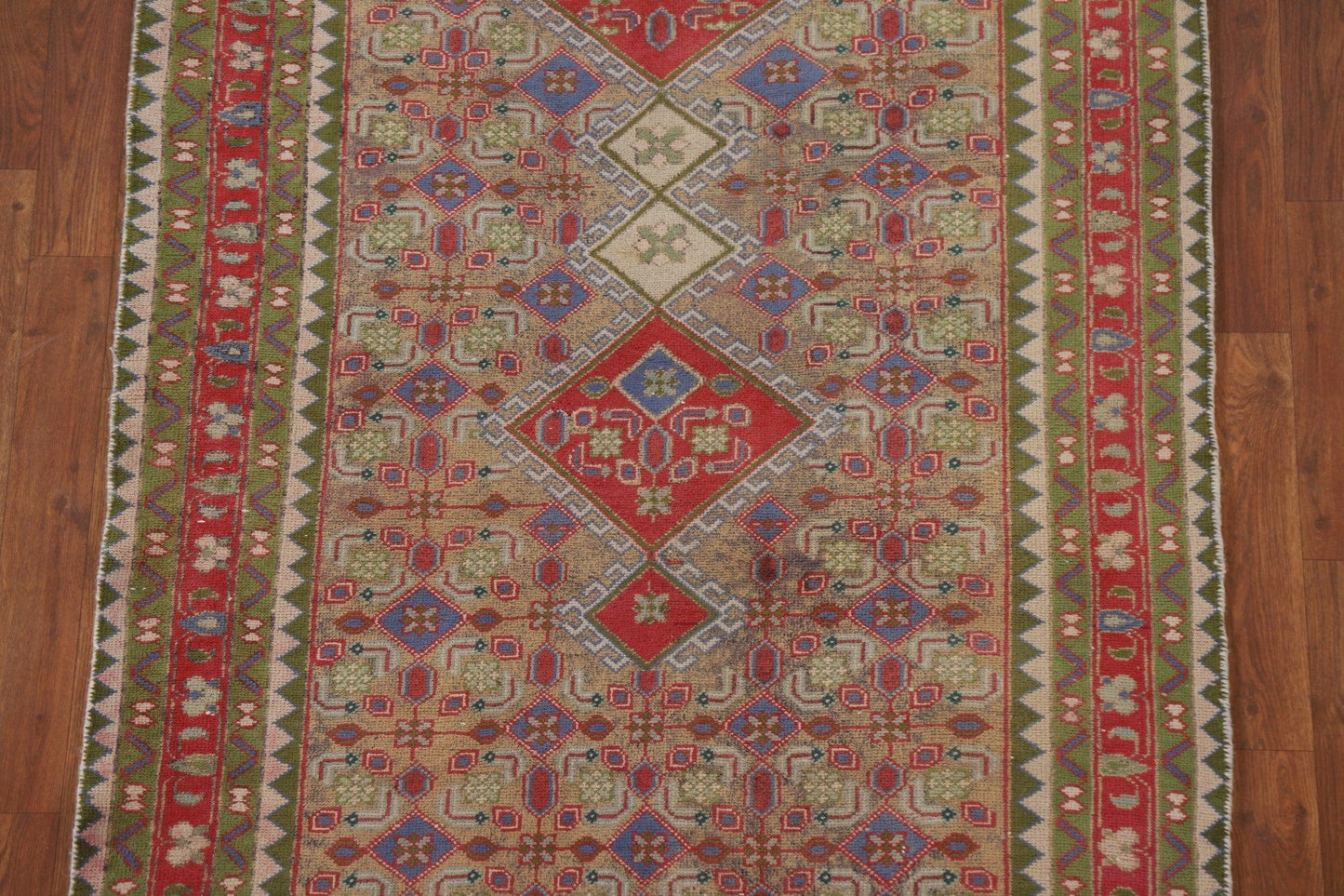 Geometric Tabriz Persian Runner Rug 4x9