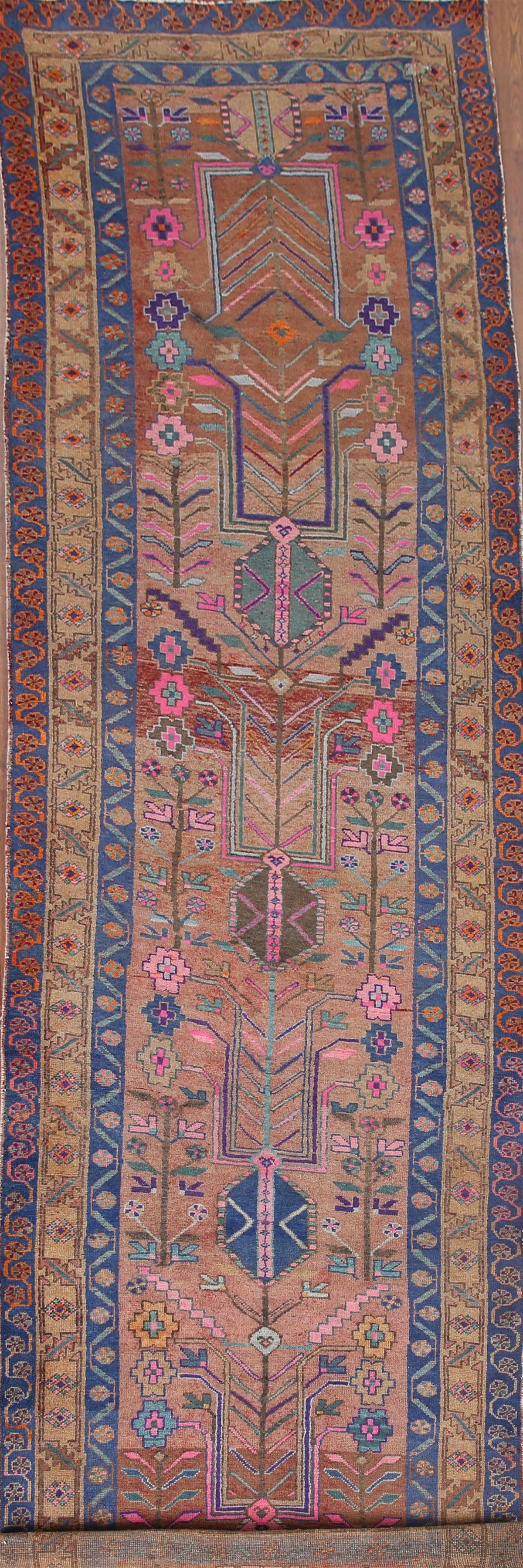 Geometric Ardebil Persian Runner Rug 4x13