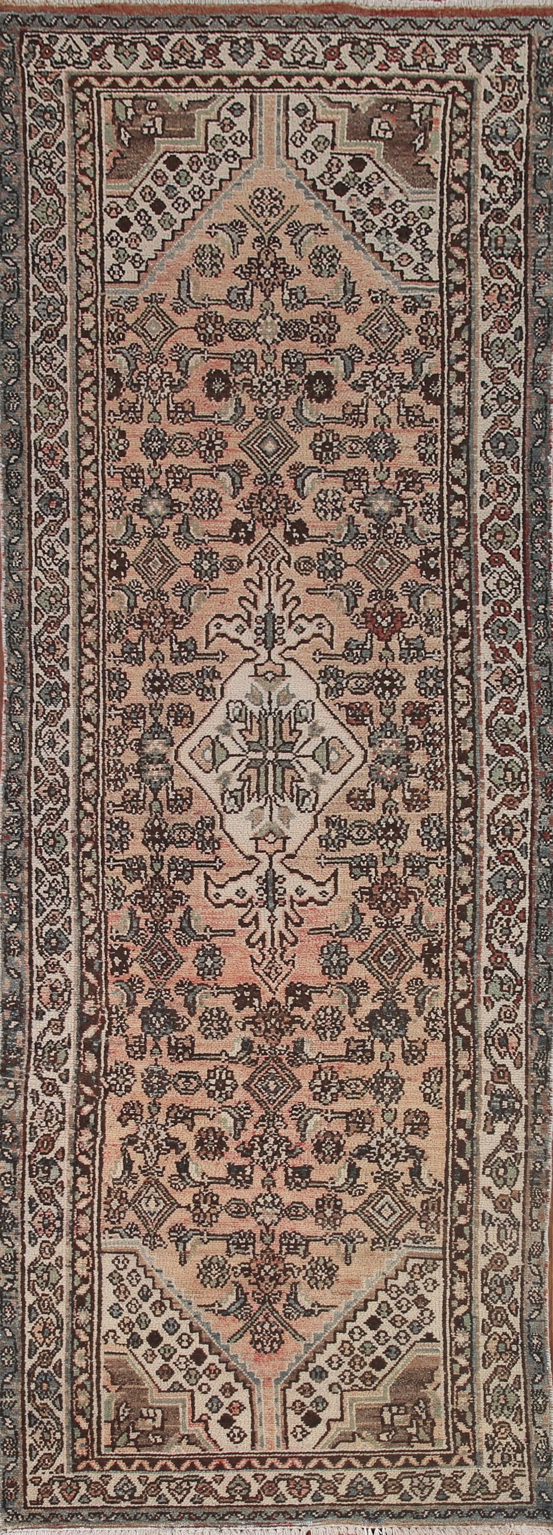 Geometric Hamedan Persian Runner Rug 3x10