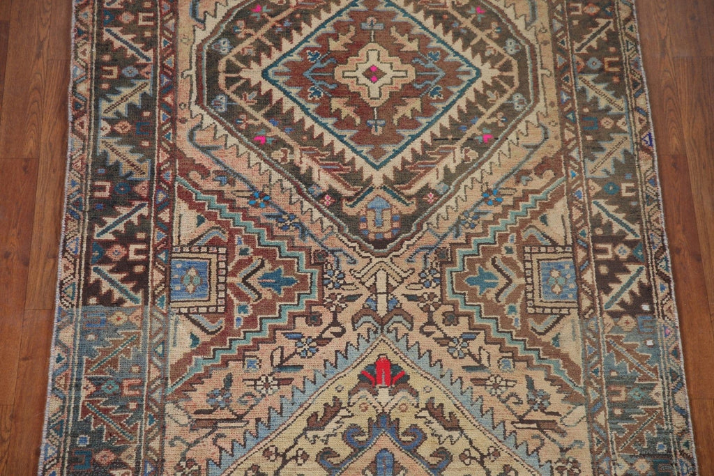 Geometric Heriz Persian Runner Rug 4x11