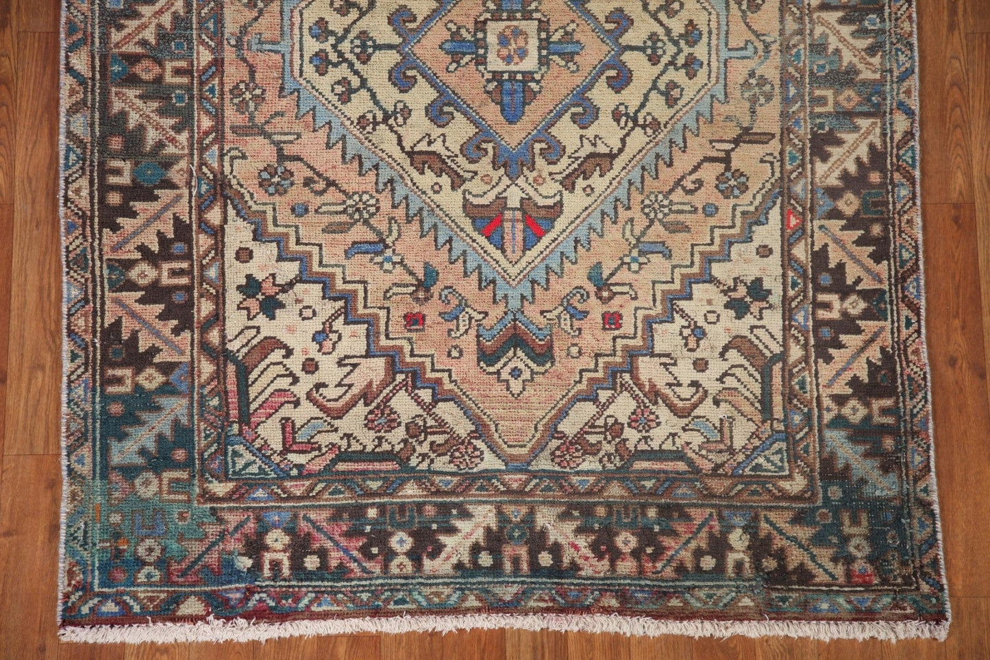 Geometric Heriz Persian Runner Rug 4x11