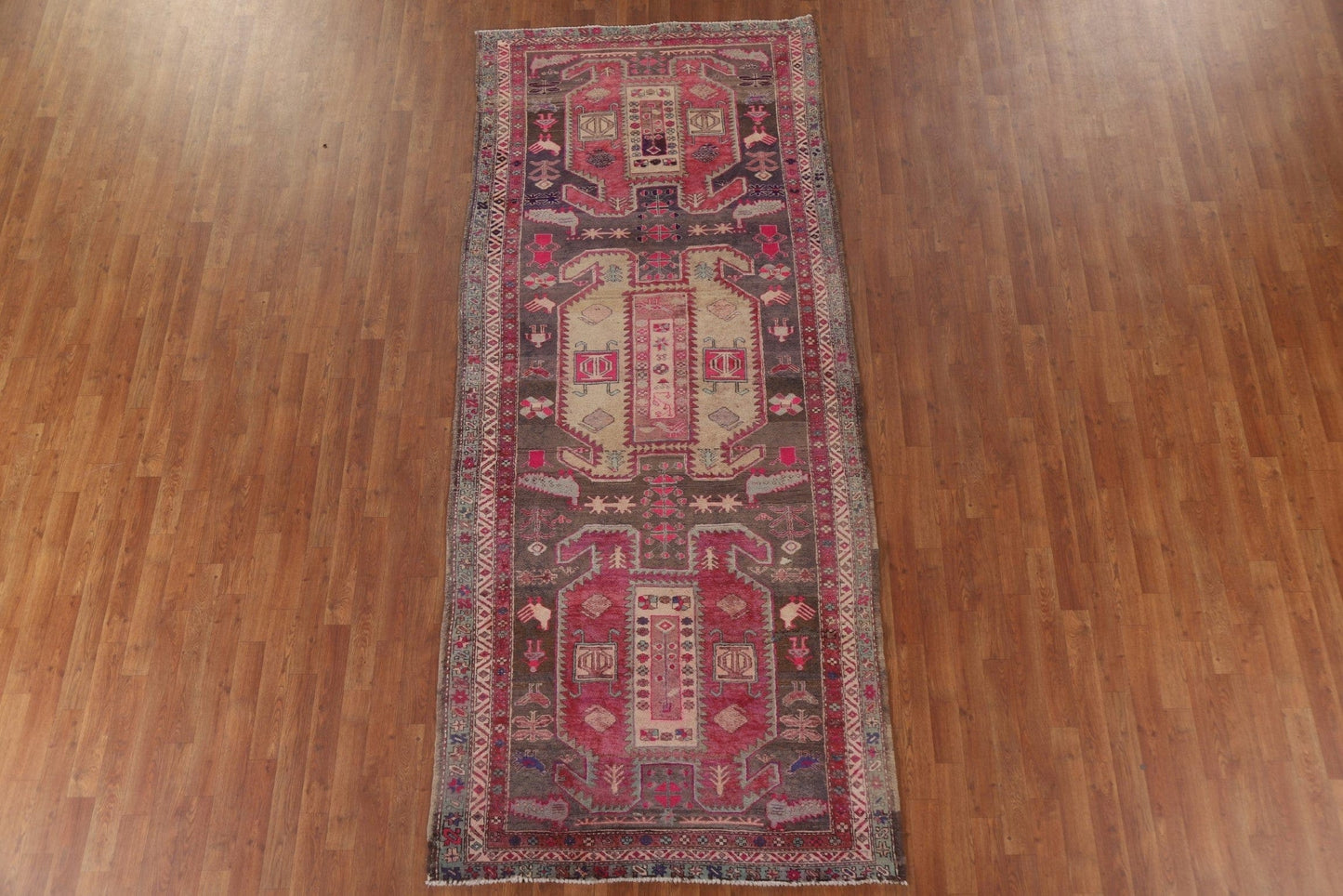 Vintage Meshkin Persian Runner Rug 4x10