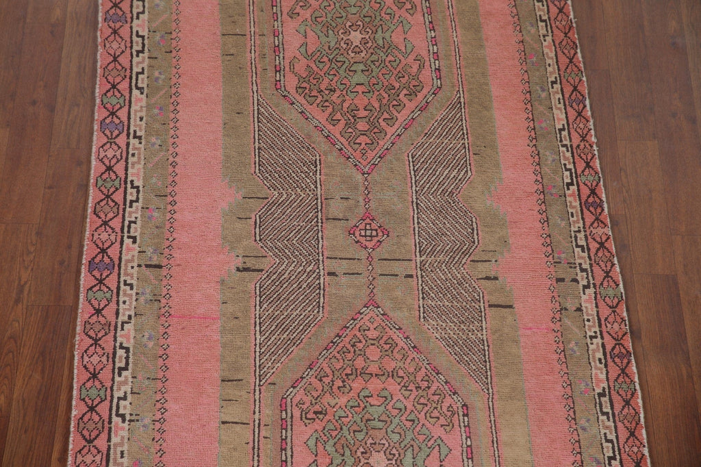 Pink Geometric Sirjan Persian Runner Rug 3x12
