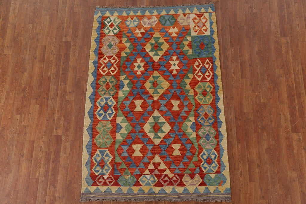 South-Western Kilim Wool Area Rug 4x7