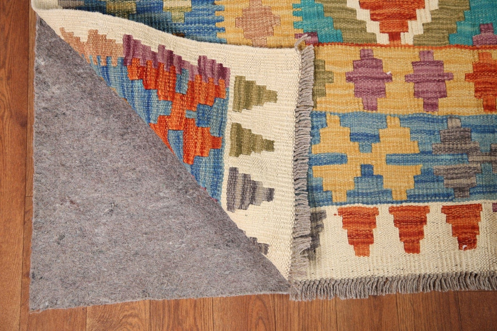 Colorful Wool Kilim Reversible Area Rug 4x6