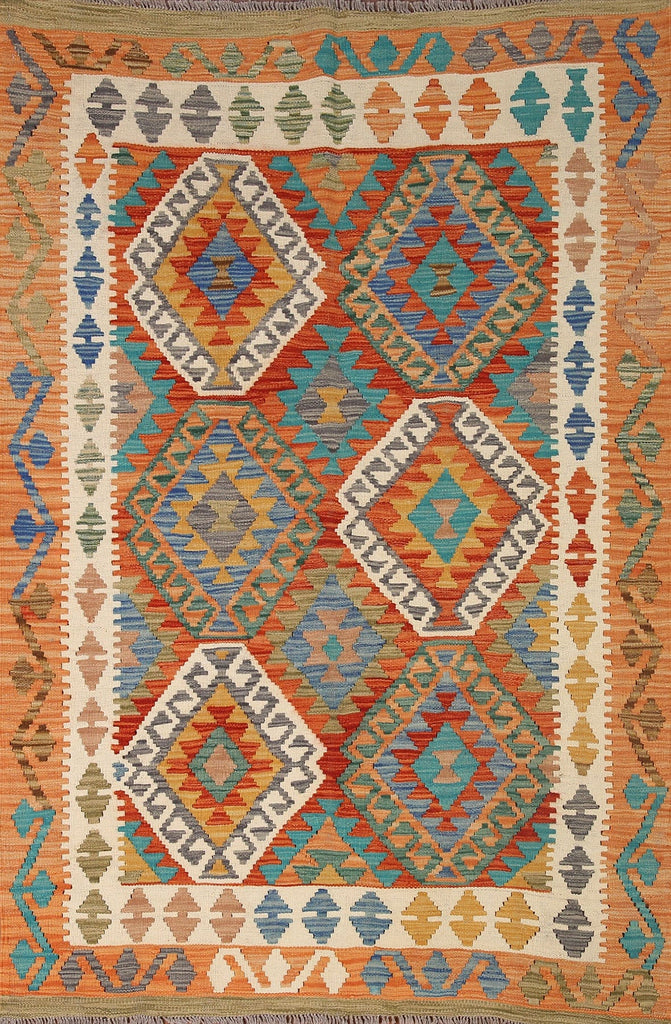 Kilim South-Western Wool Area Rug 4x6