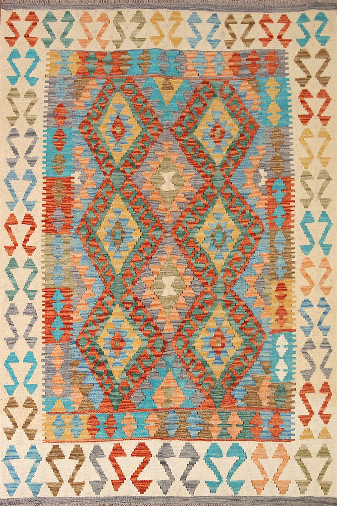 South-Western Wool Kilim Area Rug 4x6