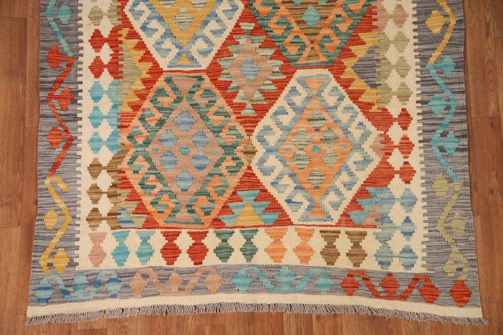 Reversible Kilim Wool Area Rug 4x6