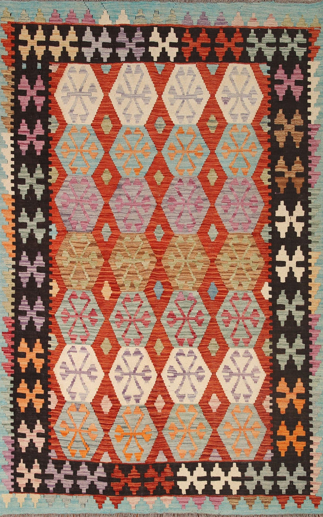 Geometric Kilim Wool Area Rug 6x8