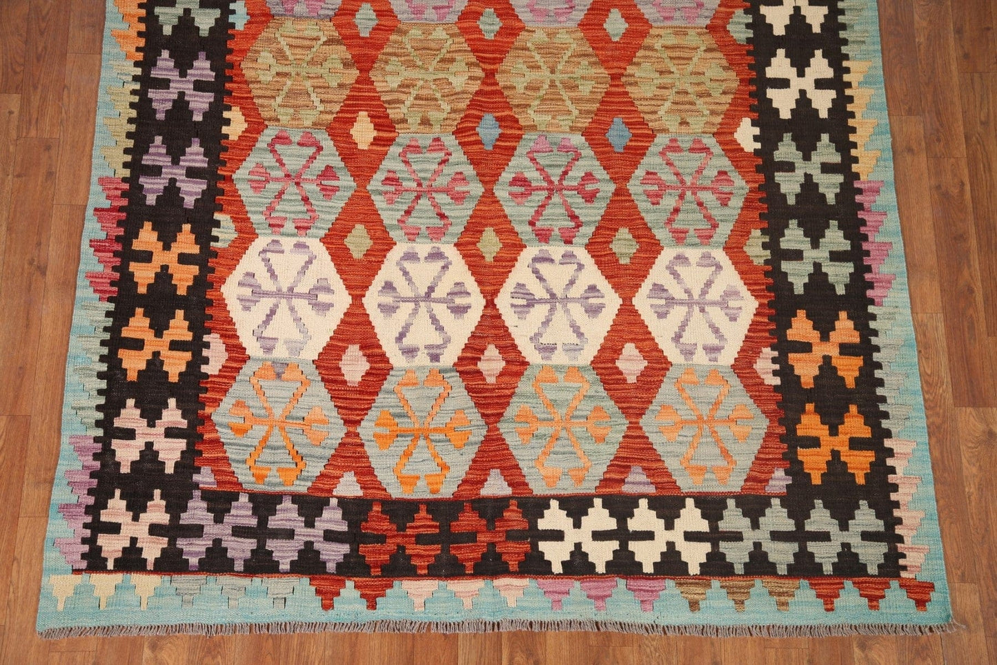 Geometric Kilim Wool Area Rug 6x8