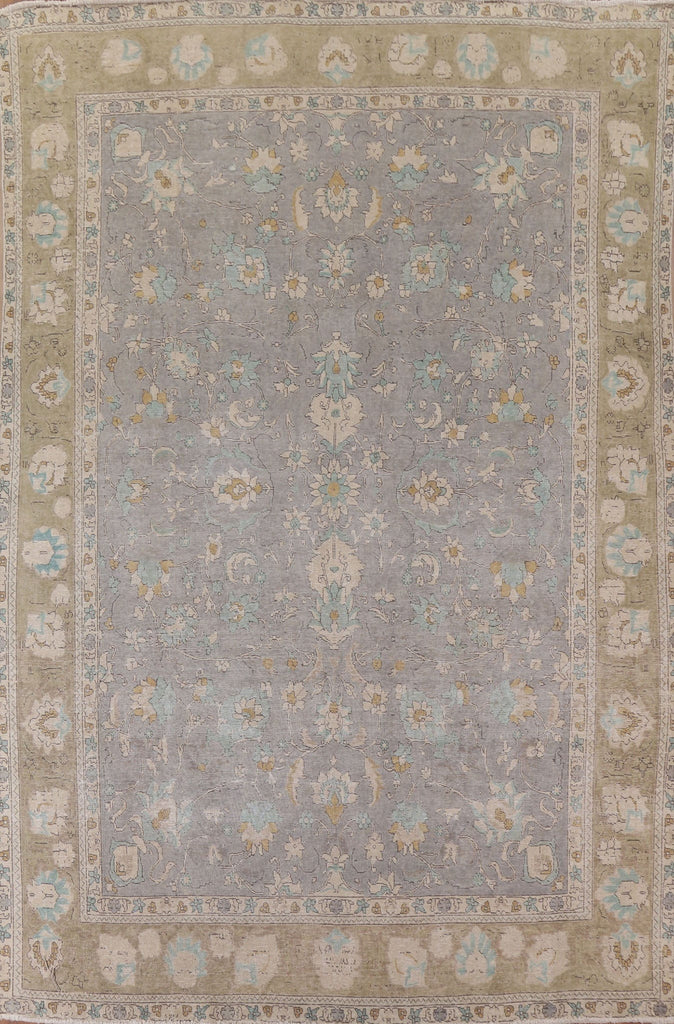 Gray Distressed Tabriz Persian Area Rug 9x13