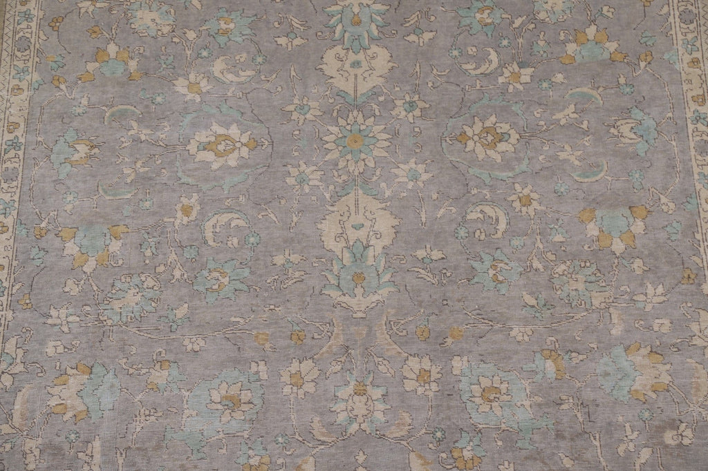 Gray Distressed Tabriz Persian Area Rug 9x13