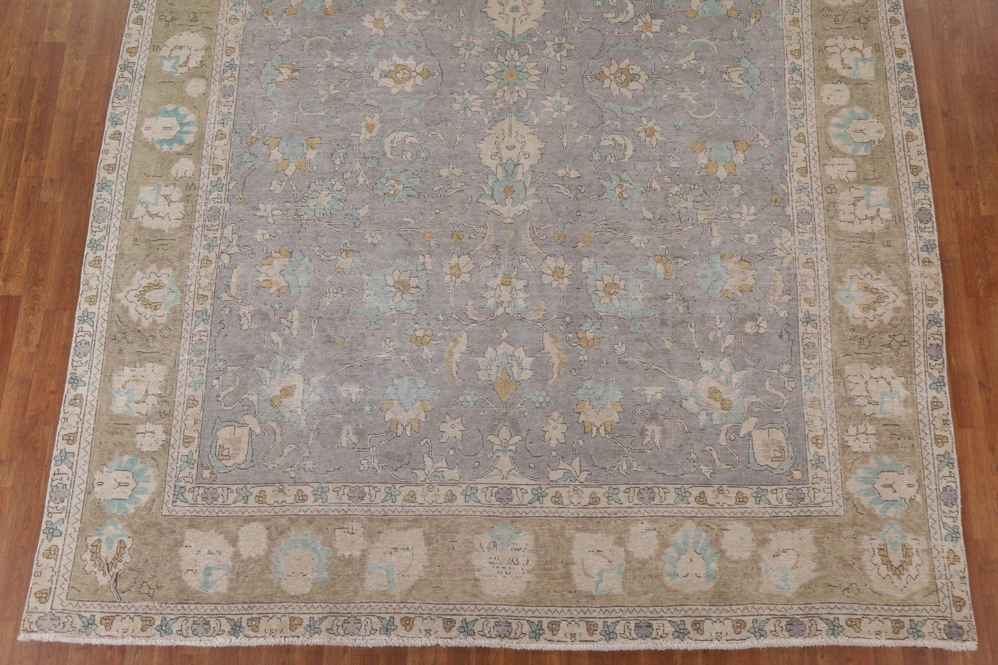 Gray Distressed Tabriz Persian Area Rug 9x13