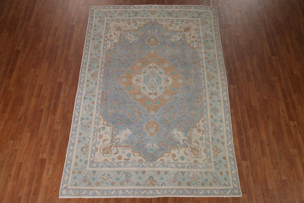 Gray Wool Tabriz Persian Area Rug 6x9