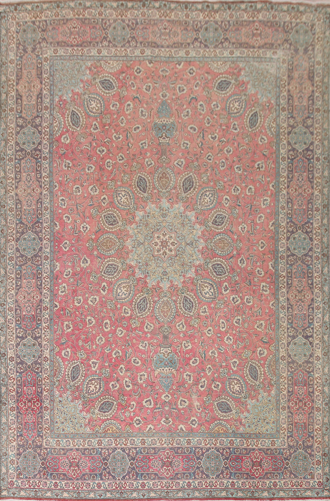 Handmade Pink Tabriz Persian Area Rug 10x13