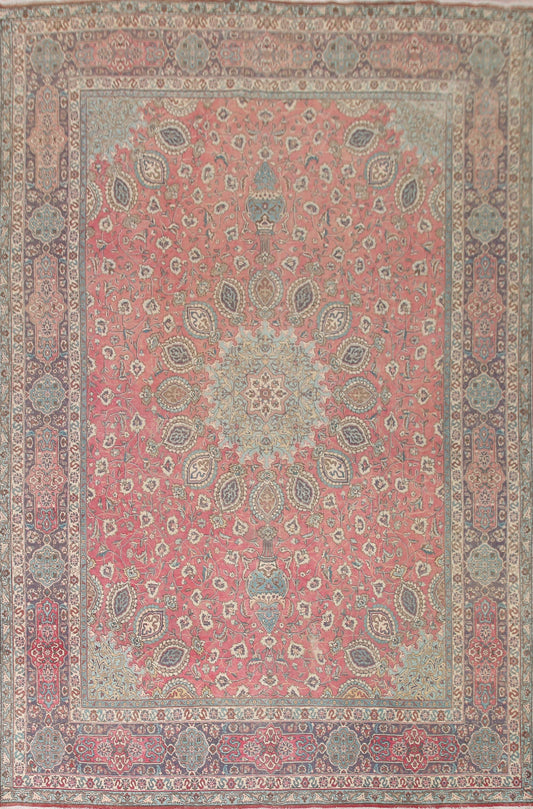 Handmade Pink Tabriz Persian Area Rug 10x13