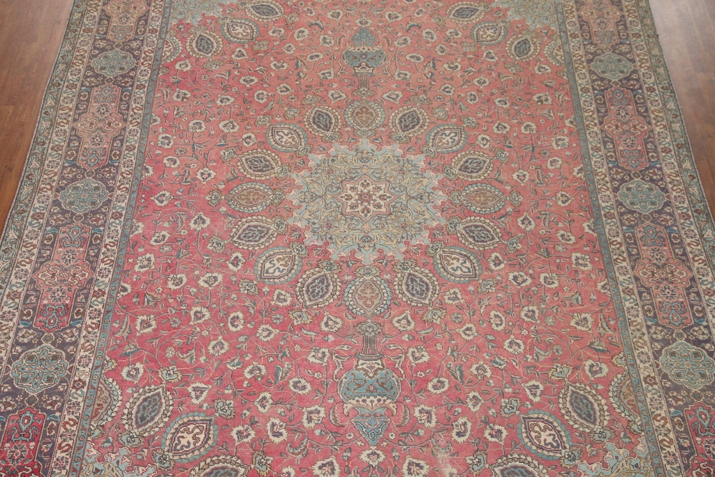 Handmade Pink Tabriz Persian Area Rug 10x13