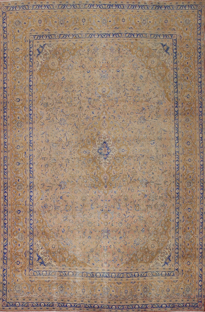 Distressed Kashan Persian Area Rug 10x13