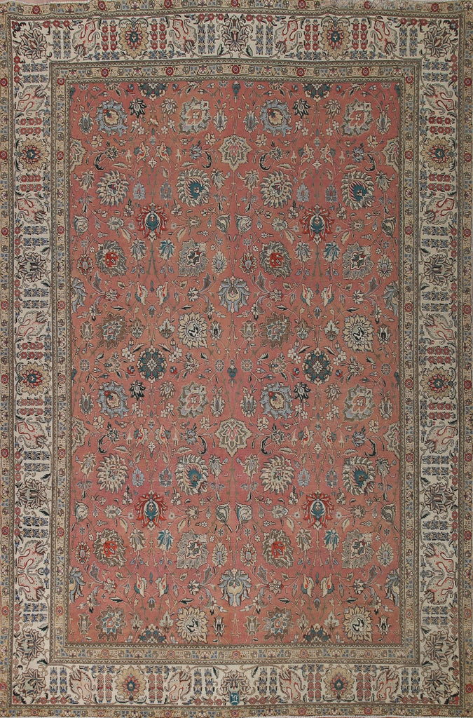 Vintage Floral Tabriz Persian Area Rug 10x13