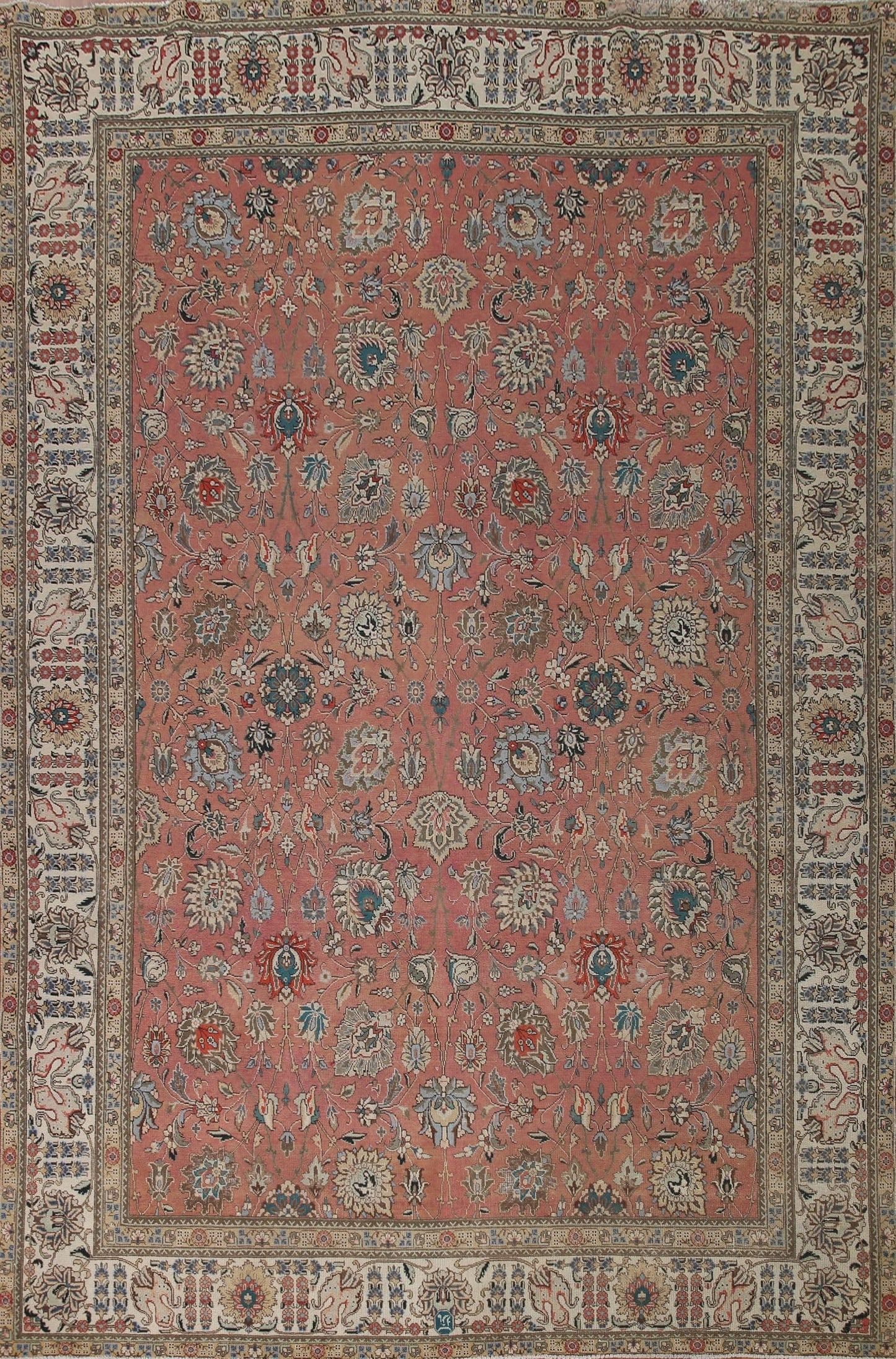 Vintage Floral Tabriz Persian Area Rug 10x13