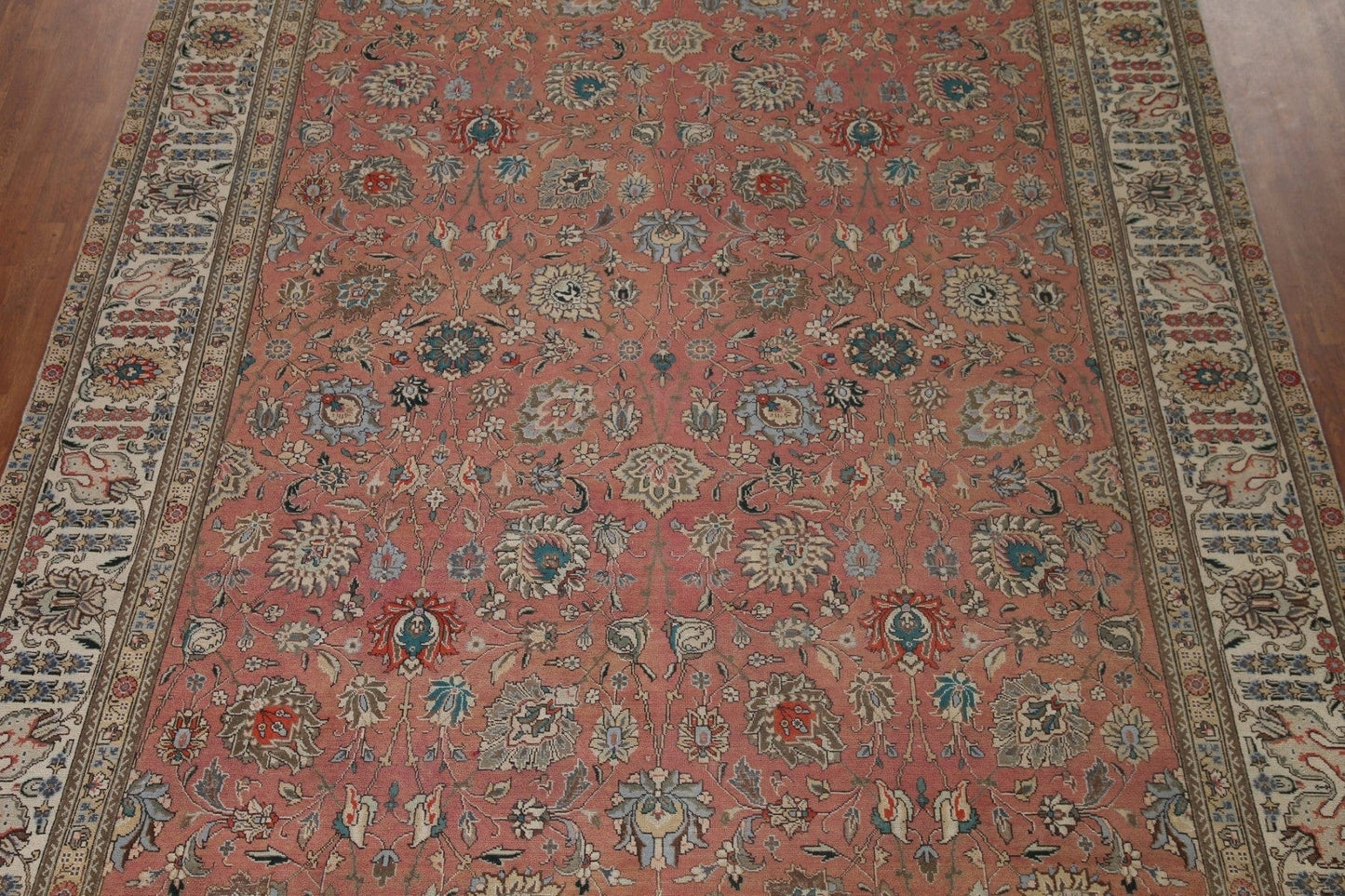 Vintage Floral Tabriz Persian Area Rug 10x13