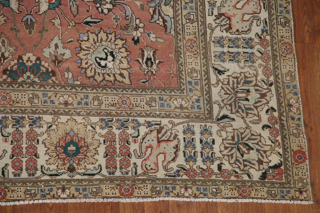 Vintage Floral Tabriz Persian Area Rug 10x13