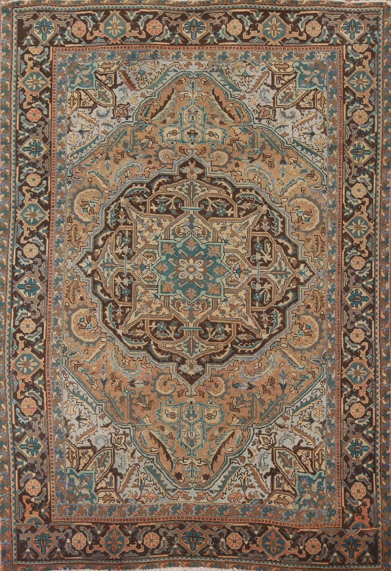 Geometric Heriz Persian Area Rug 7x9