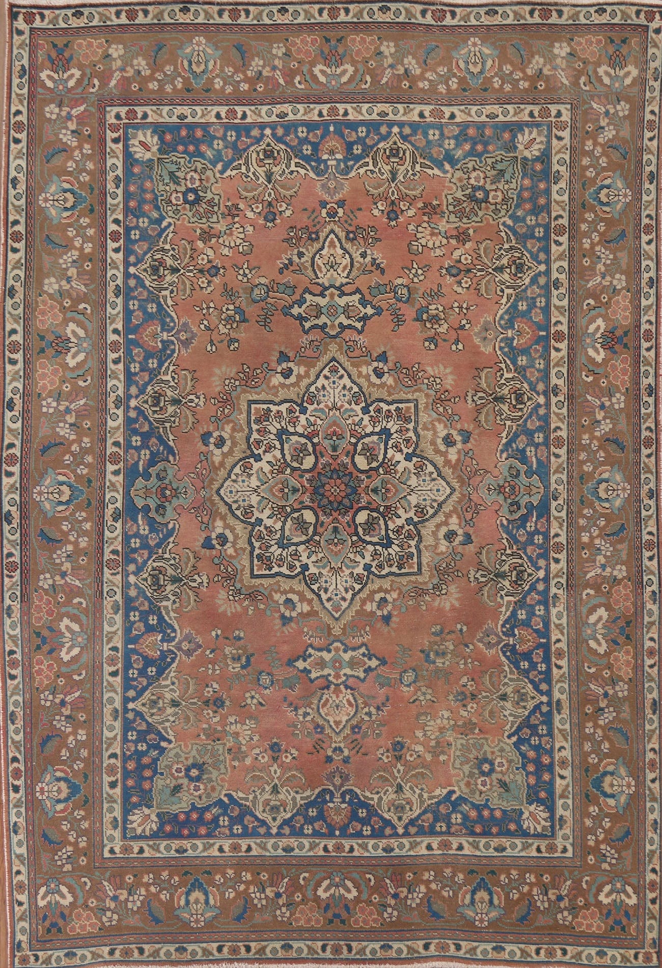 Geometric Mashad Persian Area Rug 7x9