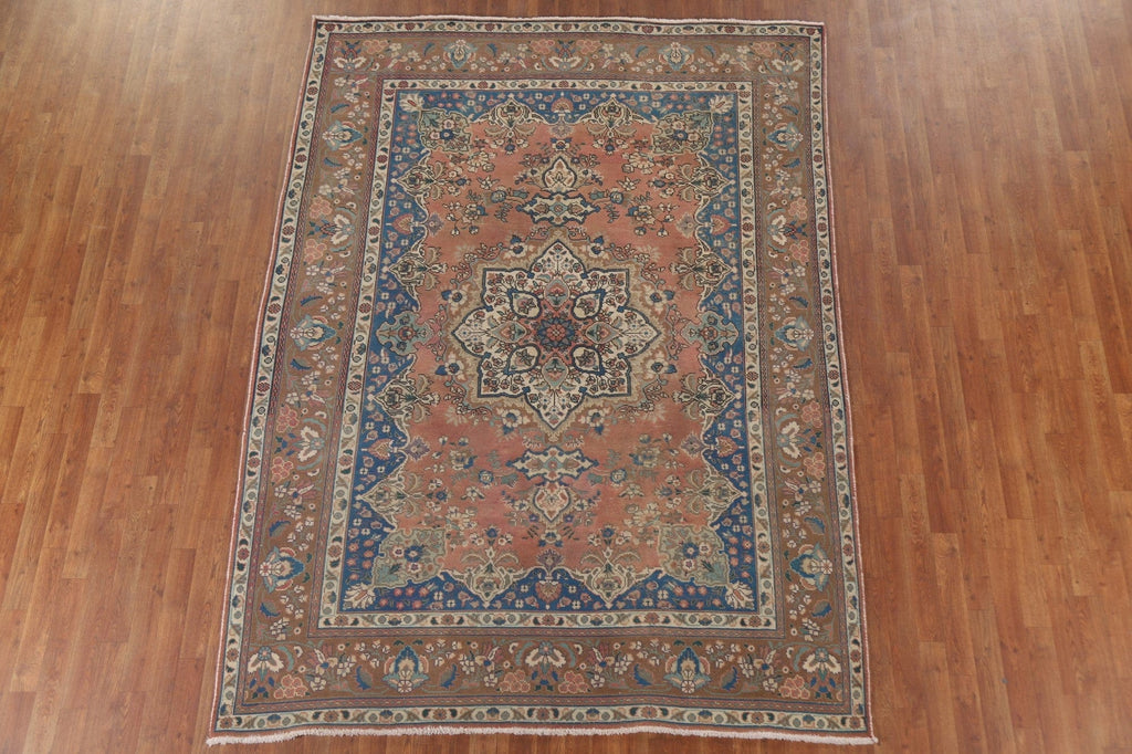 Geometric Mashad Persian Area Rug 7x9