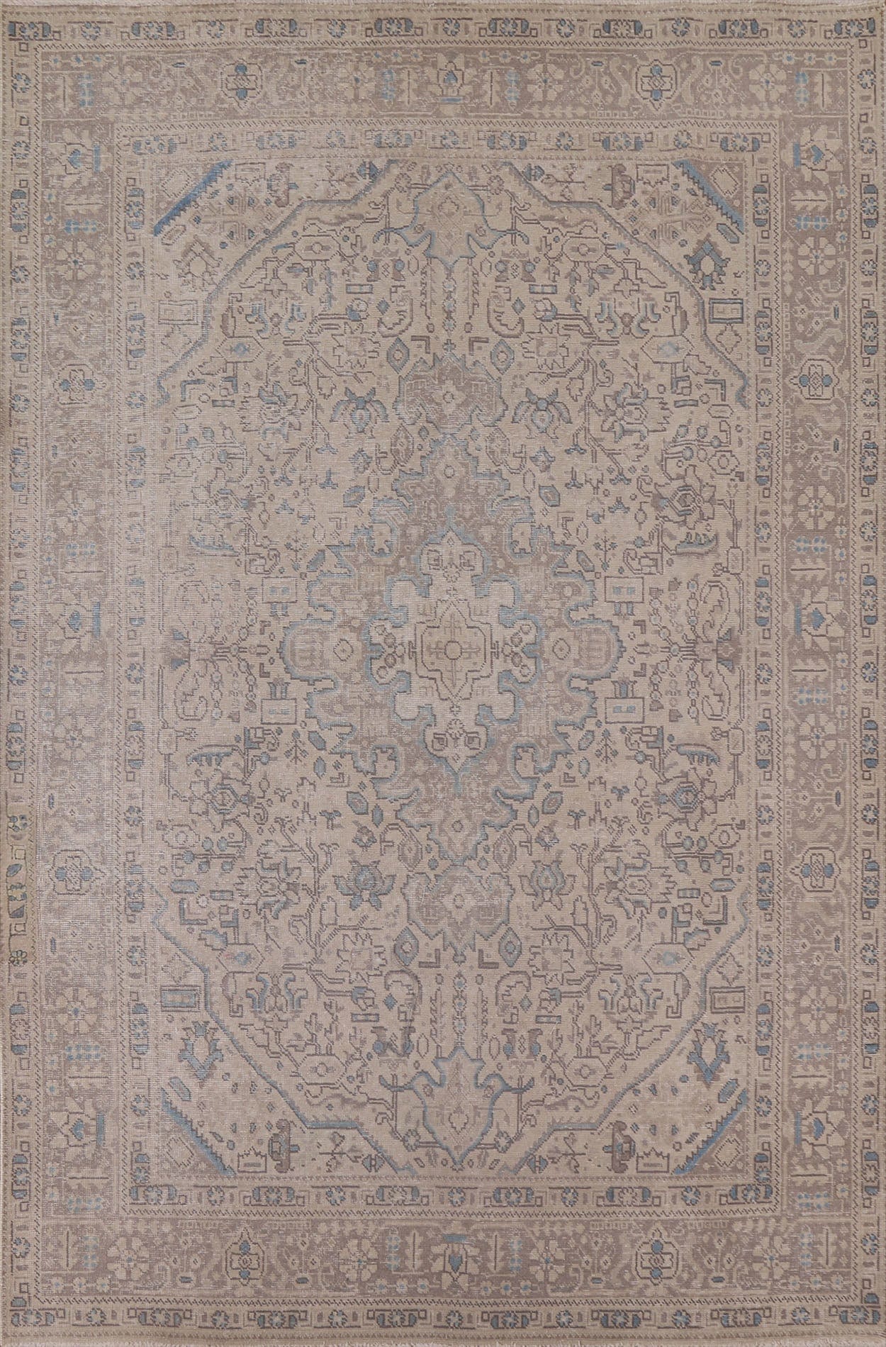 Distressed Wool Tabriz Persian Area Rug 7x10