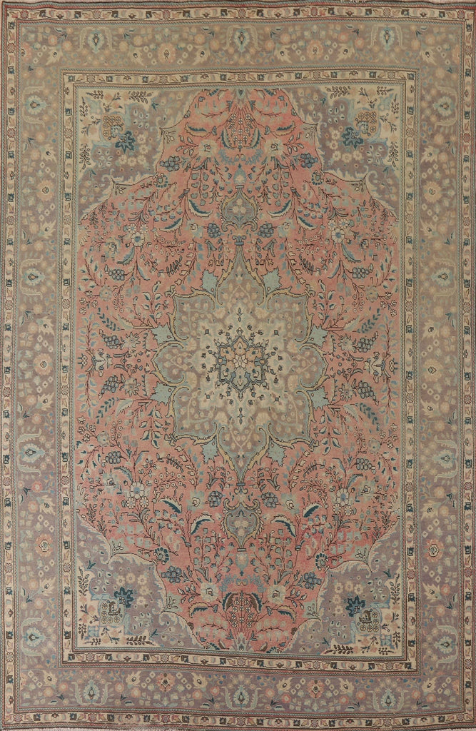 Pink Floral Tabriz Persian Area Rug 8x11