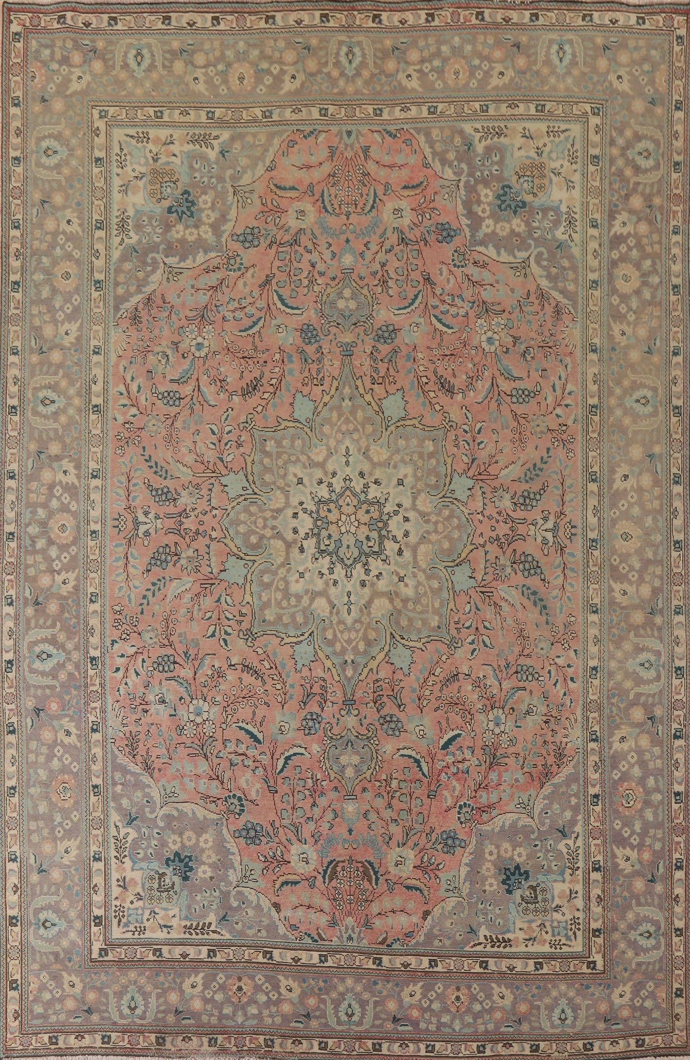 Pink Floral Tabriz Persian Area Rug 8x11