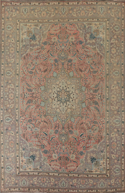 Pink Floral Tabriz Persian Area Rug 8x11