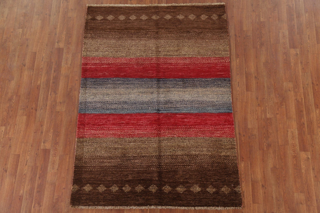 Gabbeh Kashkoli Striped Area Rug 5x6