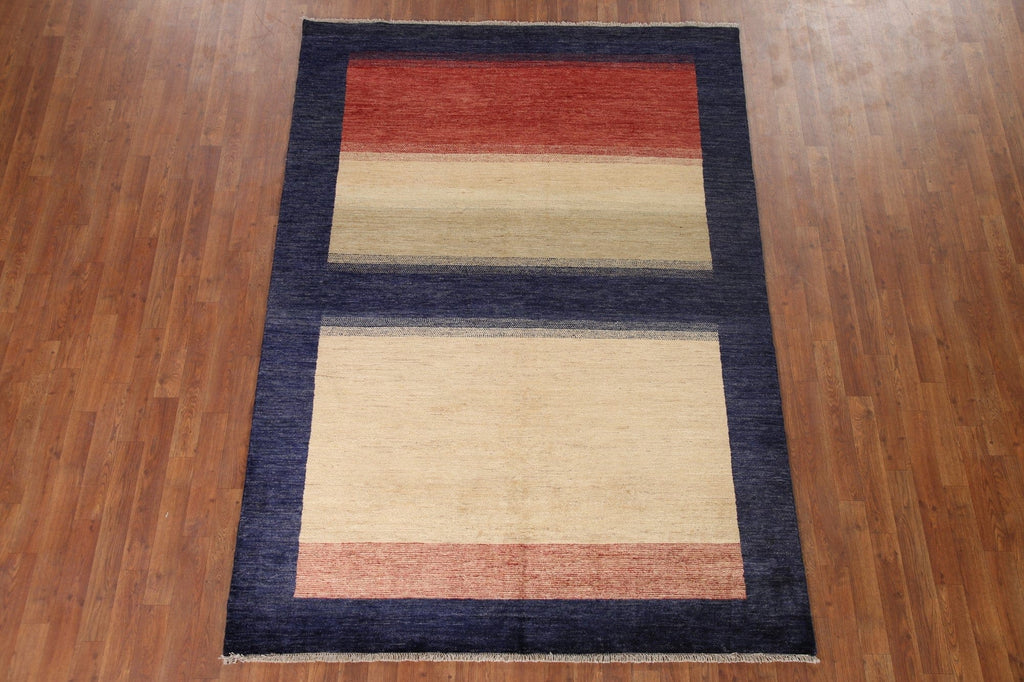 Navy Blue Gabbeh Kashkoli Wool Area Rug 6x8