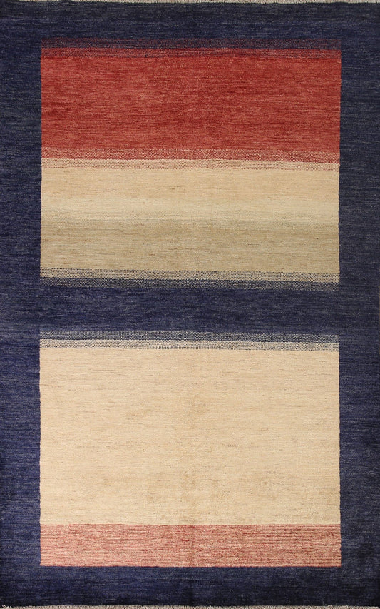 Navy Blue Gabbeh Kashkoli Wool Area Rug 6x8