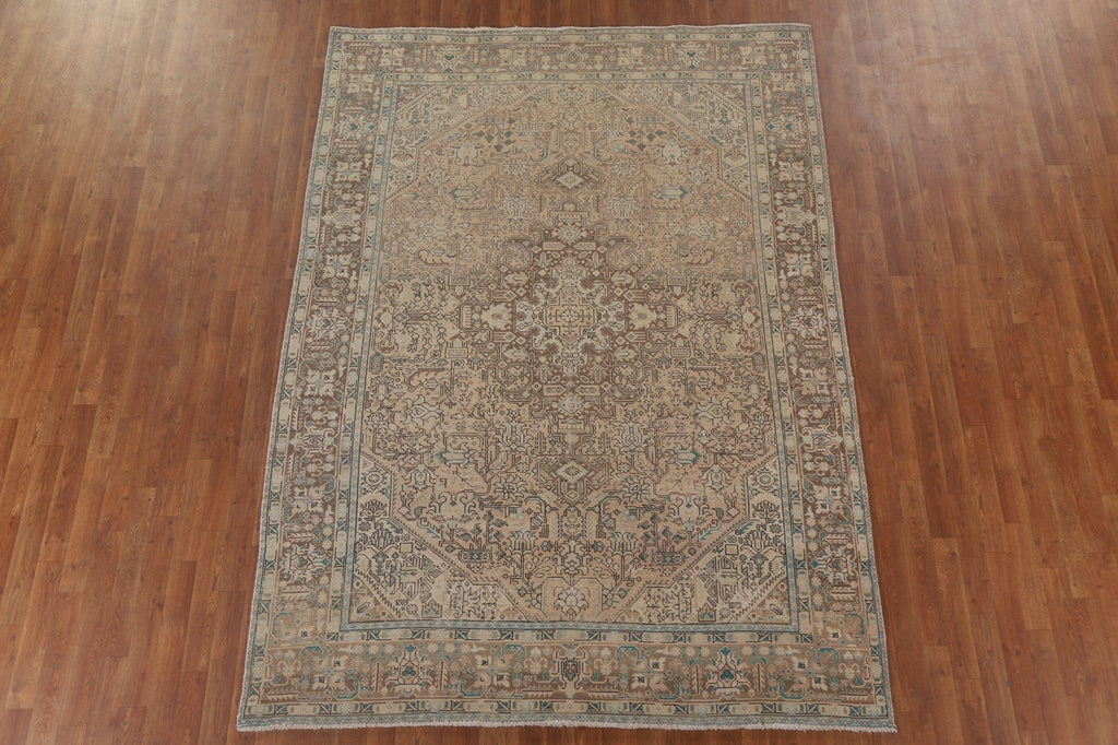 Geometric Tabriz Distressed Persian Rug 7x9